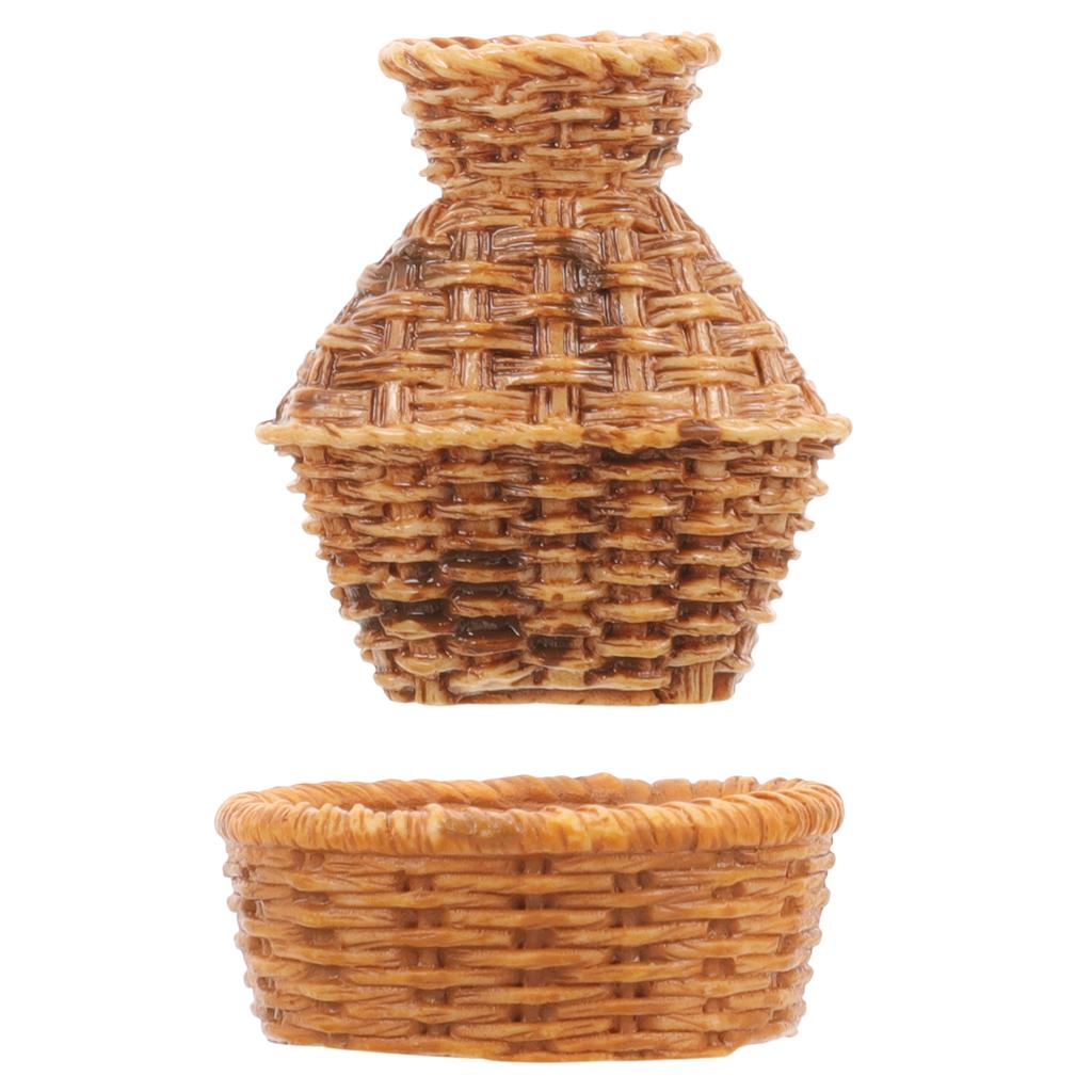 Di Mobili per la casa delle bambole Set di sedie da tavolo intrecciate Modello Set di mobili per la casa delle bambole Cestini