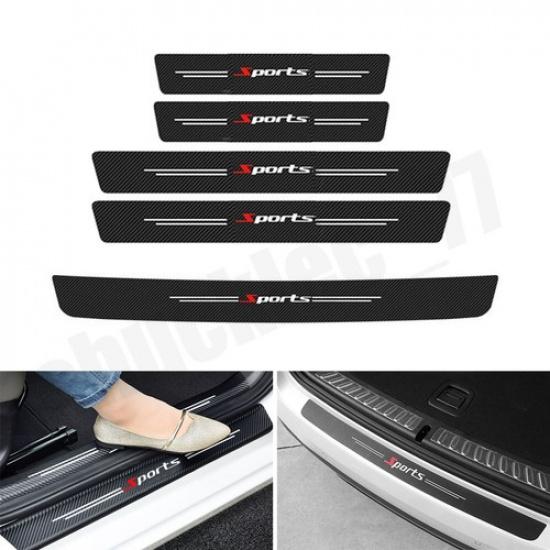 Carbon Fiber Car Door Plate Sill Scuff Cover Anti Scratch Sticker PU Accessories