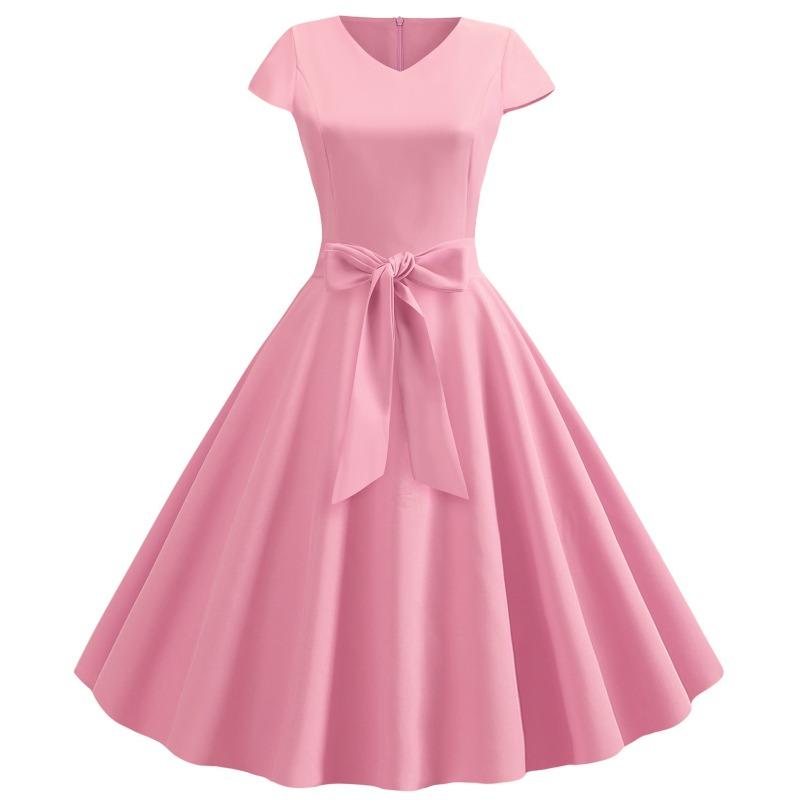 IHUASU Fashion Summer Spring Short Sleeve V-Neck Casual Dresses