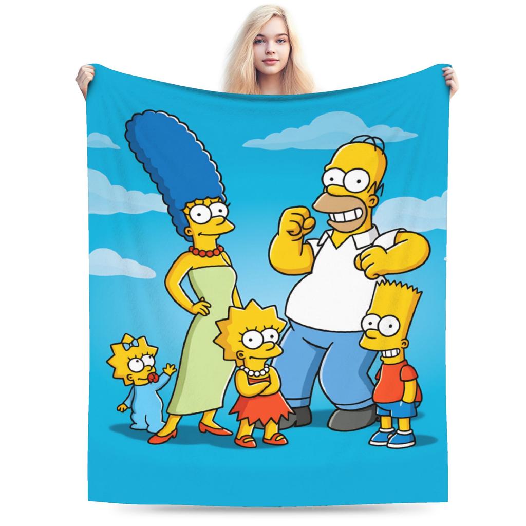 Bart S-Simpsons Character Blanket Girl Flannel Throw Blanket For Chair Sofa Bed Super Soft Design Quality Bedspread Gift