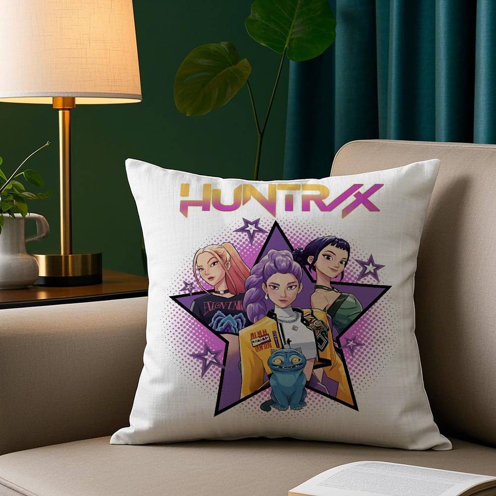 

Kpop Demon Hunter Pillow Case Plush Fabric Soft Pillowcase Double Sided Print Sofa Cushion Cover Throw double sided printing:45x45cm