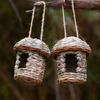 Straw Weaving Bird Cages Square Mouth Birdcage Hanging Outdoor Garden Windproof Birdhouse Windproof Hatching Breeding House Nest