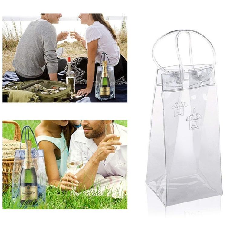3PCs Portable Clear PVC Coolers Sleeves for Bottles Waterproof Ice Wine Bag with Handle Perfect for Travel and Gifting
