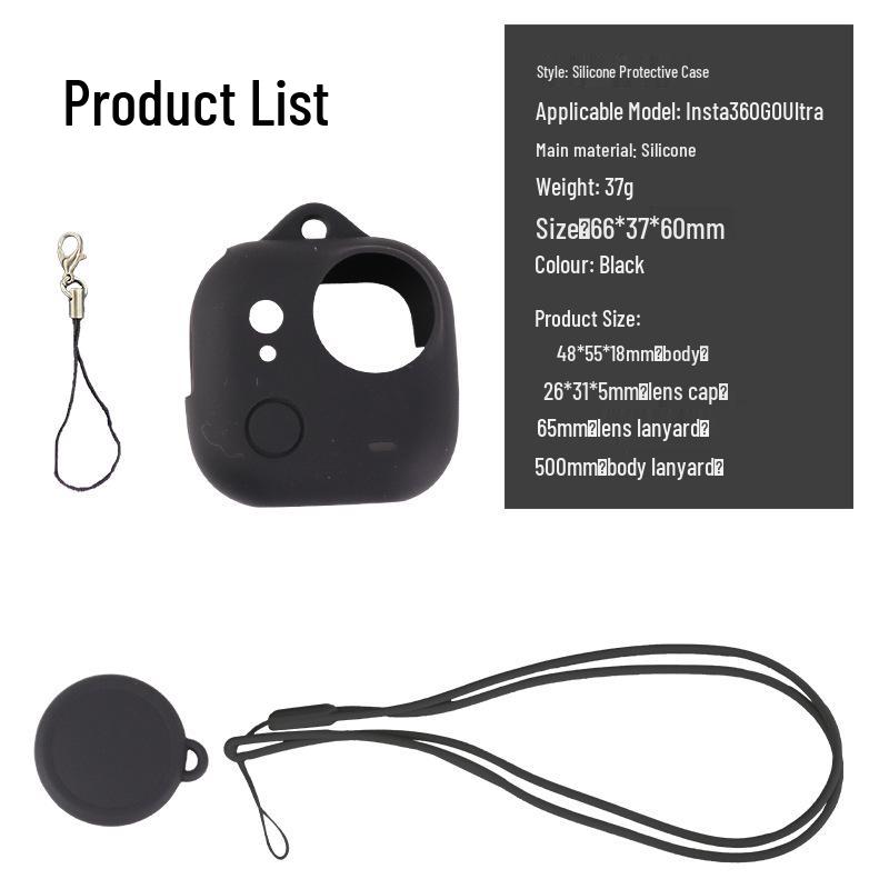 Insta360GoUltra Silicone Case: Anti-fall Shell with Lens Cap & Lanyard