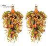 Autumn Door Swag Artificial Fall Teardrop Swag, Faux Pumpkins Berries Pinecones Leaves Indoor Outdoor Thanksgiving Ornaments Harvest Wreath for Front