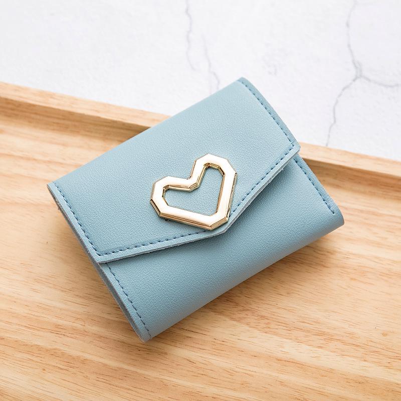 Korean Style 2026 Women's Heart-Shaped Tri-Fold Short Wallet and Coin Purse