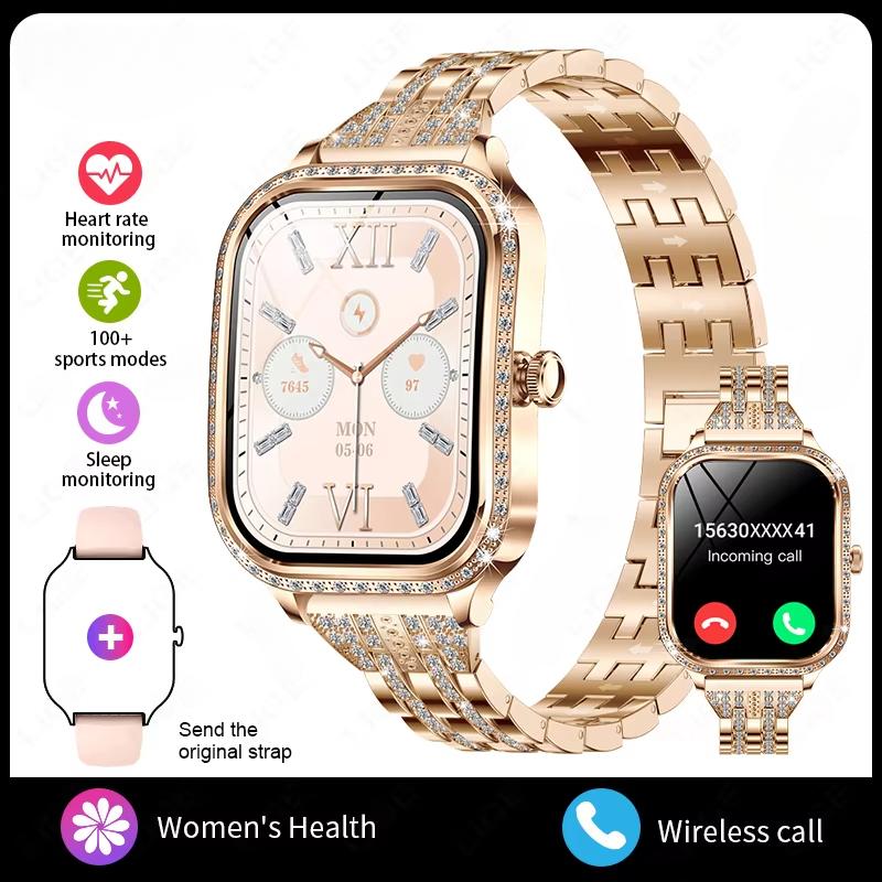 2025 New Smart Watch Women 1.75" HD Display Heart Rate Monitor IP68 Waterproof Sports Fitness BT Call Smartwatch For Lady Gift