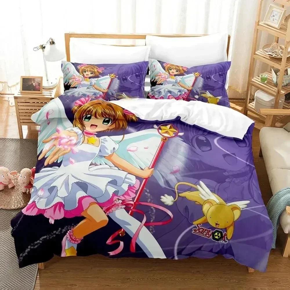 3D Print Anime Cardcaptor Sakura Bedding Set Printed Bed Set With Pillowcase Duvet Cover Soft Queen King Size Bedclothes Home