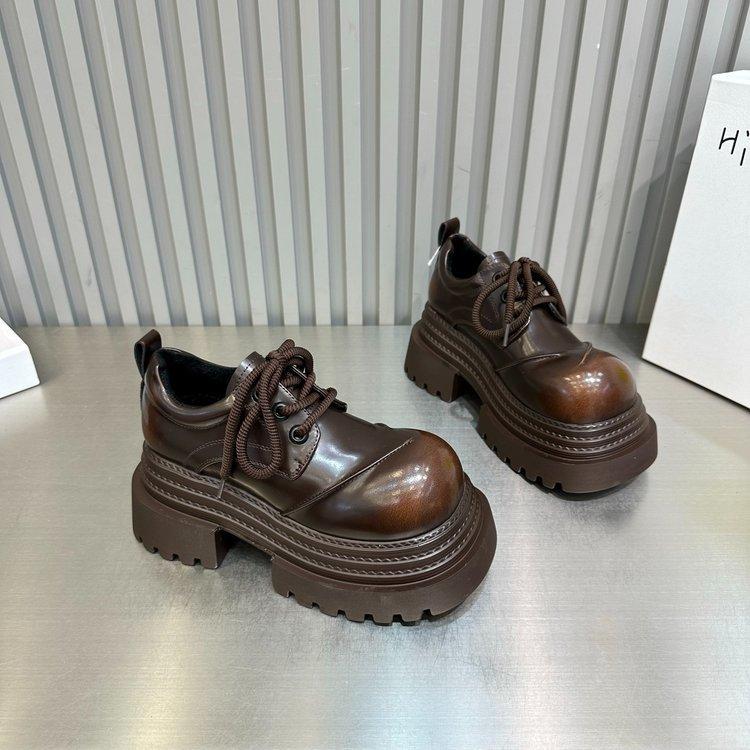 British Style Loafers Women's Muffin Platform Small Leather Shoes Women's 2025 New Retro Black Shoes Women's Shoes Are Versatile