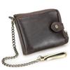 Black Angel RFID Anti-Theft Men's Wallet with Cowhide, Chain, Zipper, and Fashion Buckle