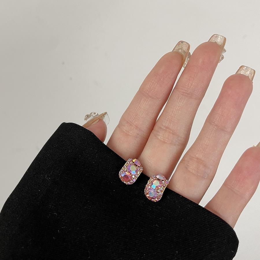 

[Colorful~ Ear clips] Sweet girl sparkling colorful silver needle earrings painless mosquito coil disc