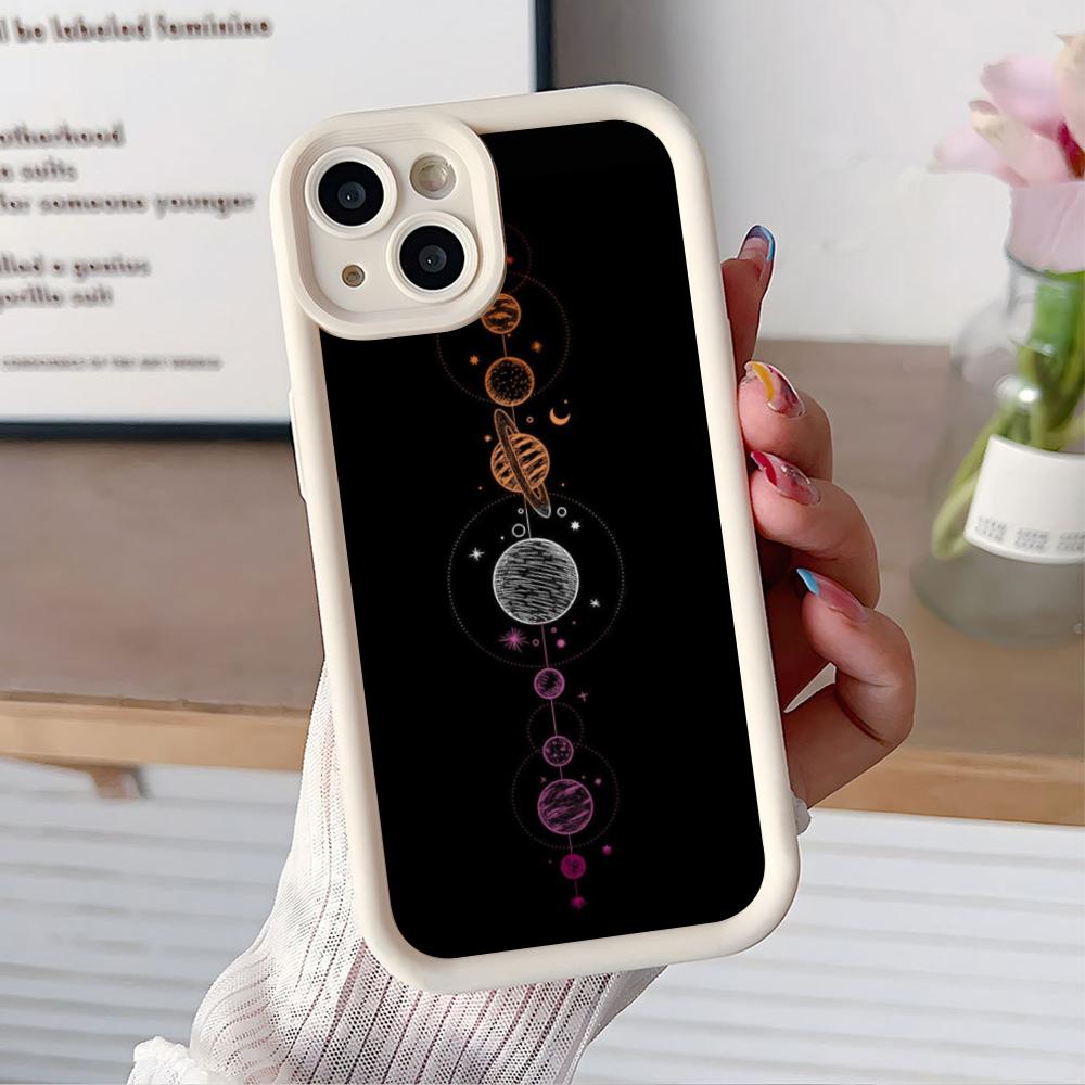 Sun Moon Mobile Cell Phone Case for iPhone 17 16 15 14 13 12 11 Air Pro Max Plus Thicken TPU Colorful Cover Pretty Luxury