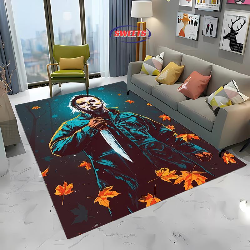 1PC M-Michael M-Myers Halloween Horror Carpet Soft Rug for Living Room Dining Room Playroom Floor Decor All Season Mat