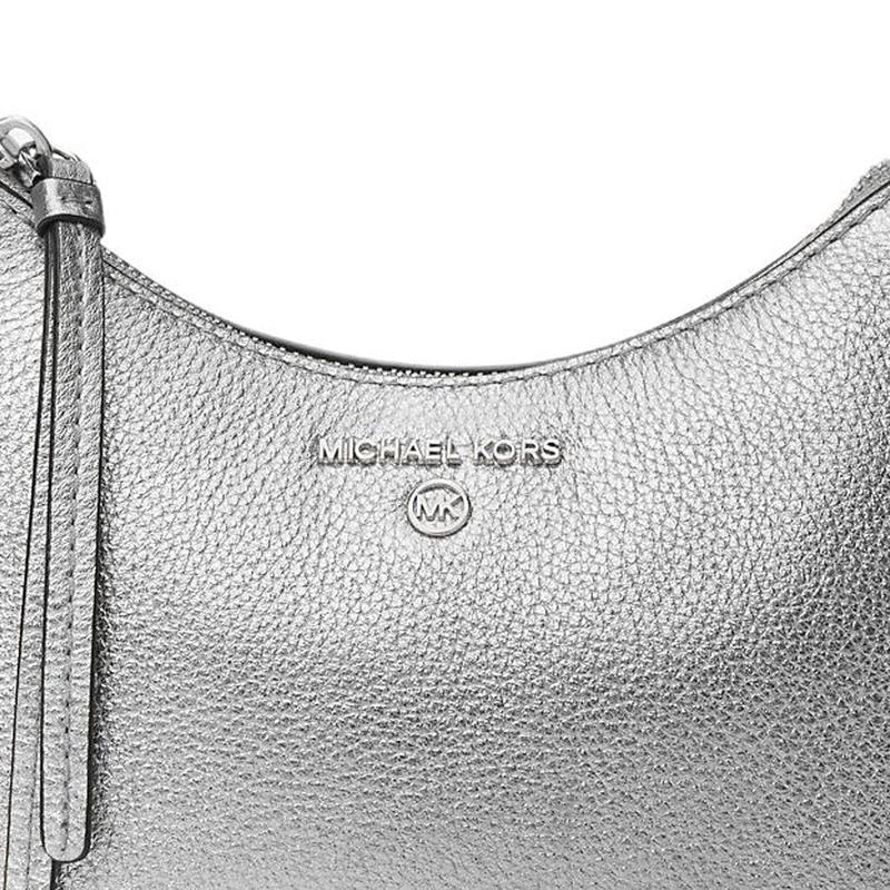 MICHAEL KORS Polished Metal Finish Chain Strap Leather Clutch Small Women's Silver