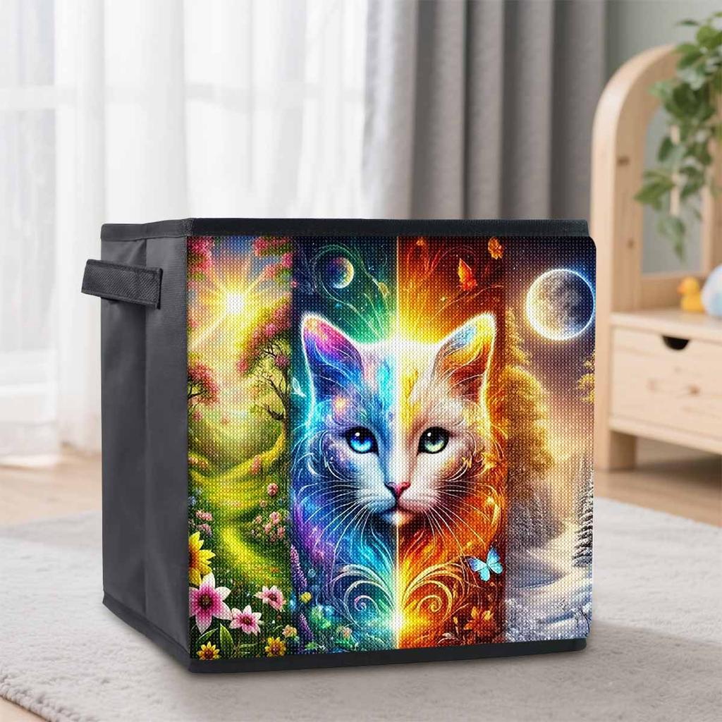 Divine Cat 5D Diamond Painting Storage Basket Full Round Drill Mosaic Diamond Embroidery Cross Stitch Kits Home Decor Home Decor
