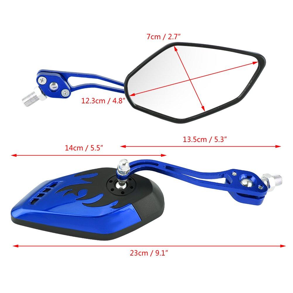 Specchio Moto Set Sinistro e Destro 10mm, Specchio Scooter-Qiilu Universale 8mm 10mm Moto Scooter