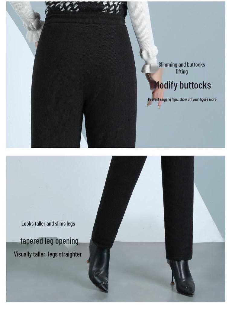 Extra-Warm Fleece Trousers for Middle-Aged and Elderly Women - Winter-Ready, Thickened Cotton, Plus Size