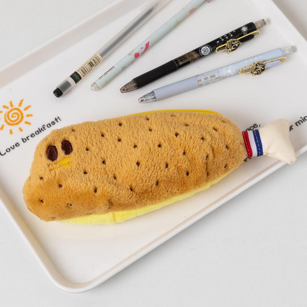 

Korean Cute Chicken Leg Plush Pencil Case for Women and Students Holds 20 Pens