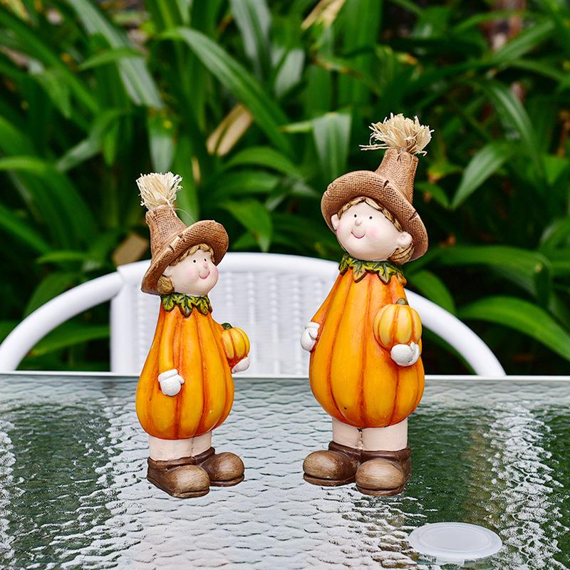 Ceramic Pumpkin Man Home Decor - Harvest Festival Resin Gift