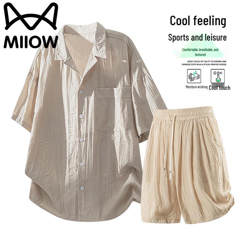 MiiOW Men s Summer Casual Shirt & Shorts Set 2XL