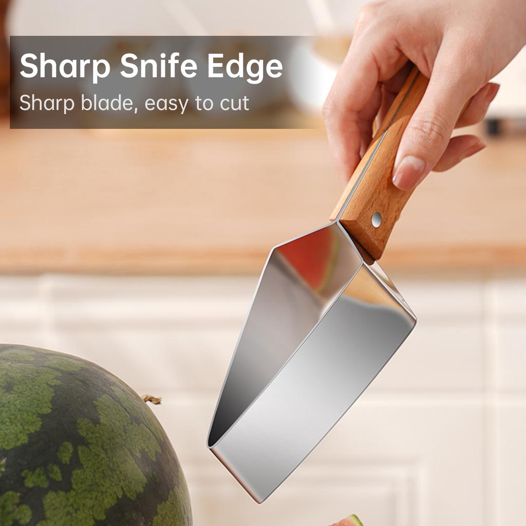 Rostfritt stål multifunktionell kraftig fruktskärare stor vattenmelon skärare bärbar lättrengörande kök picknick effektivt matlagningsverktyg