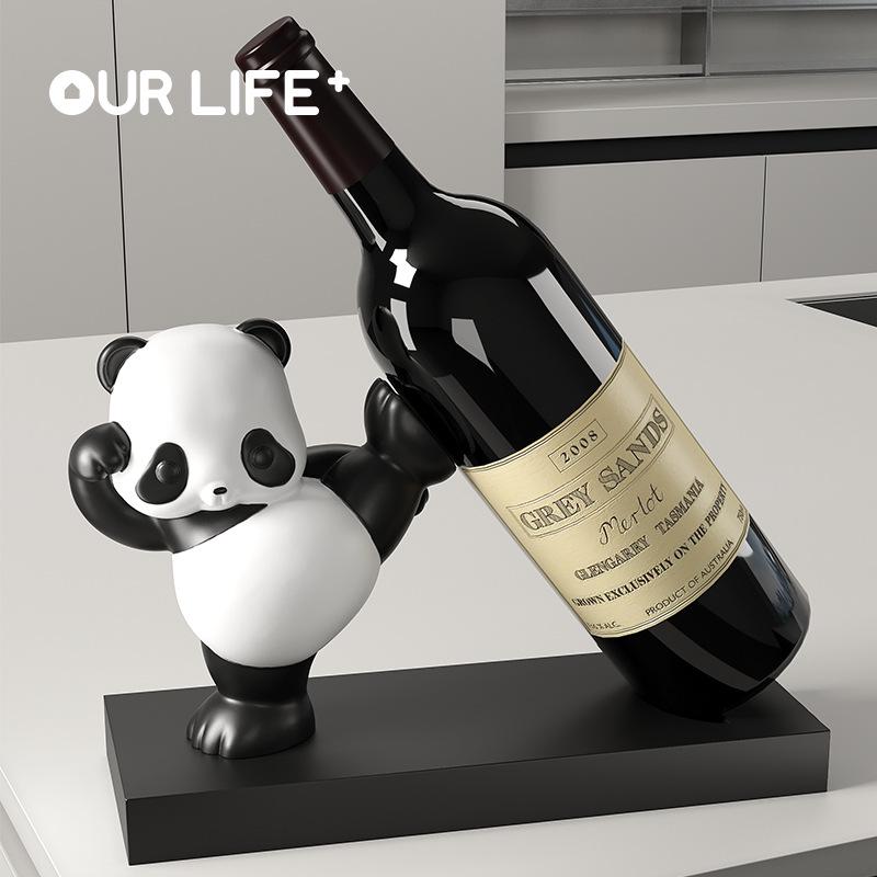 Panda Kick Modern Red Wine Rack: Luxurious Display Shelf & Home Decoration