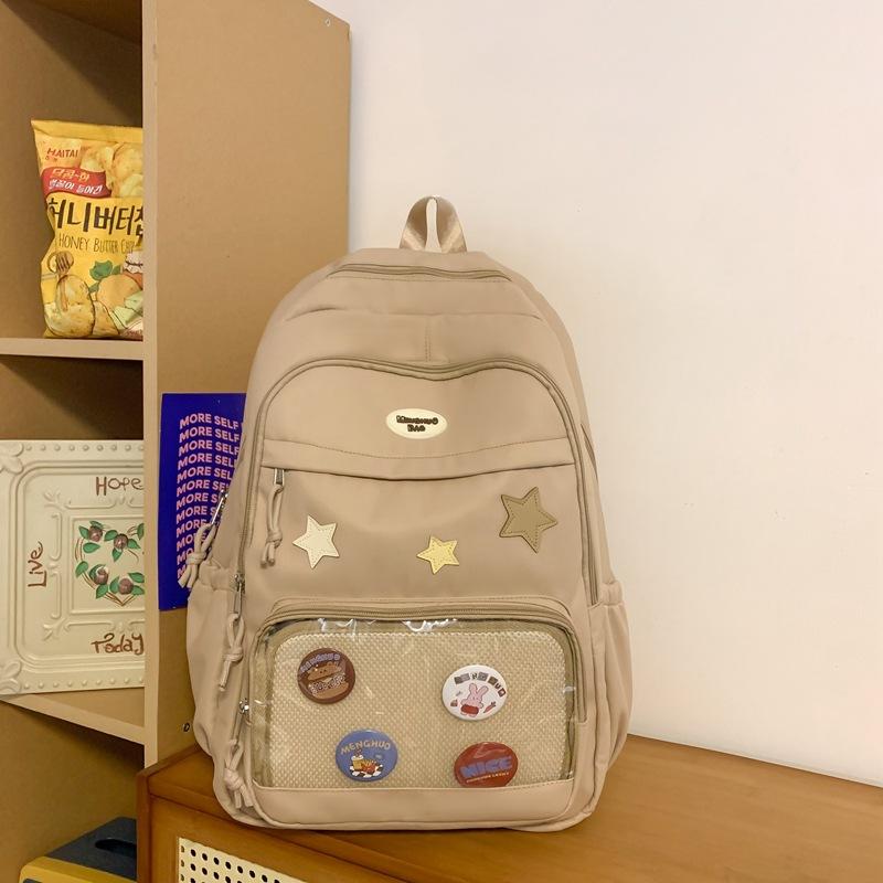 Transparent Badge Pain Bag New Large Capacity Student School Bag Soft Girl Backpack Women Backpack