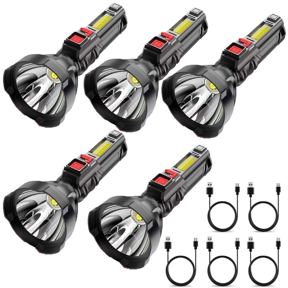 Outdoor Portable LED COB Dual Light Source Flashlight Super Bright Long-Range Tactical Torch USB Rechargeable Emergency Lantern