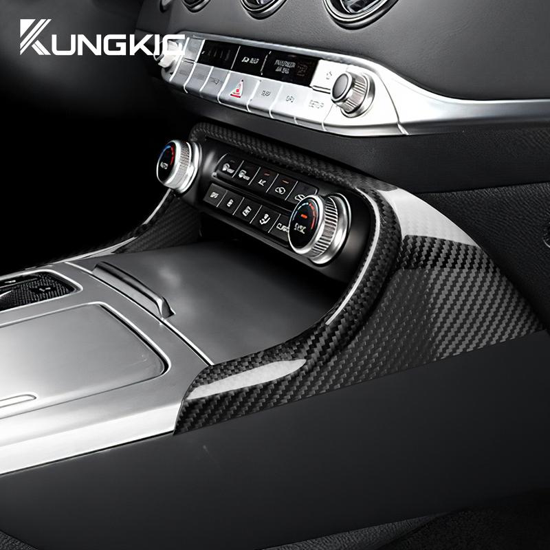 Trockenkarbonfaser für KIA Stinger 2018 Auto Mittel-Klimaanlagenrahmen Hartkarbonfaser-Abdeckung LHD Zierleisten Zubehör