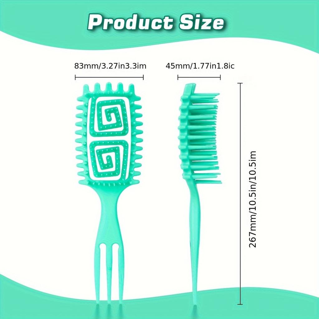 1pc 3-Prong Hollow Back Wet Curly Brush - Detangling Reduces Hair Pulling, Blow Drying Safe, Unisex Styling Tool ,hairbrush