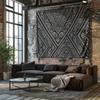 Black and White Geometric Pattern Hanging Cloth  Elegant Home Decor Wall Hanging Fabric