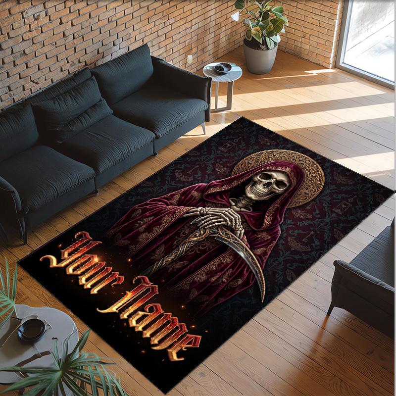 Decorative Artwork Theme Crystal Velvet Rug Personalized Custom Name Text Soft Floor Mat Home Decor