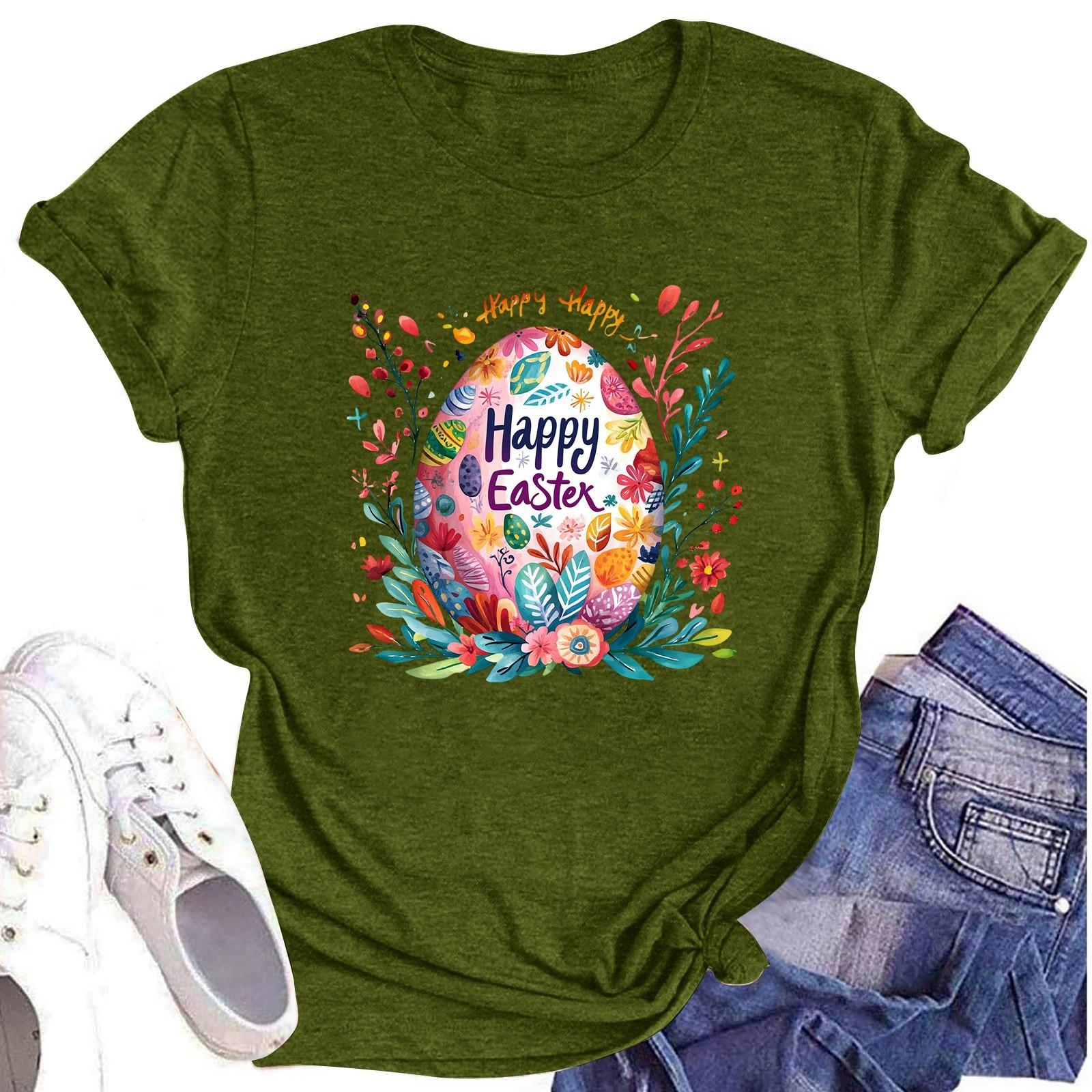 

Женская повседневная футболка с короткими рукавами и круглым вырезом с принтом и буквенным топом L армия зеленый