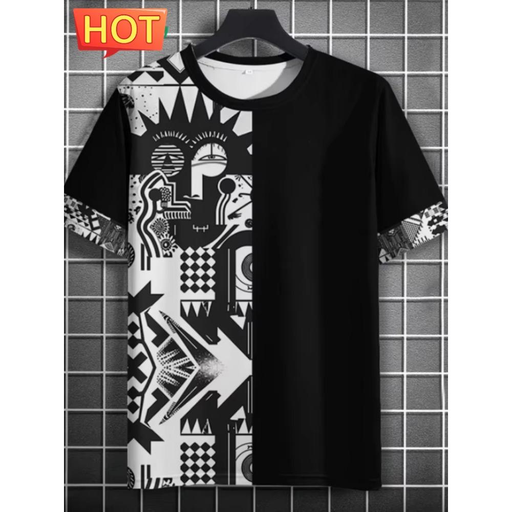 Męska koszulka z nadrukiem graficznym 3D w stylu vintage afrykańskim, letnia, do noszenia na zewnątrz, z krótkim rękawem, męskie topy, nowa moda, męska odzież