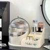 Cosmetic Storage Box Organizer Desktop Transparent Dustproof Rotating Table Makeup Brush Storage Holder Partition Lipstick Rack
