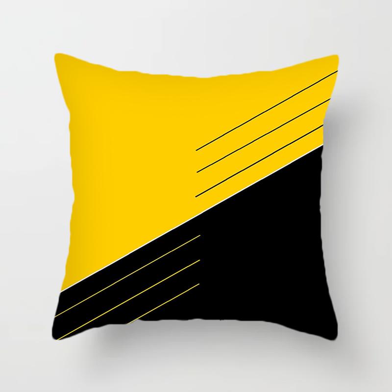 Home Decor Yellow Geometric Pattern Decorative Pillowcase    Sofa Cushion Cover