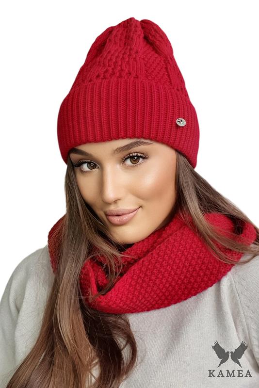 Sappho Women' Set Hat with Snood Color Red