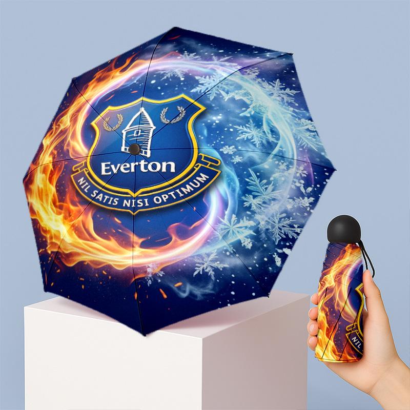 Everton Football Pattern Printed Mini 5 Folds 8 Ribs Compact Umbrella Windproof Waterproof Lightweight Portable Folding