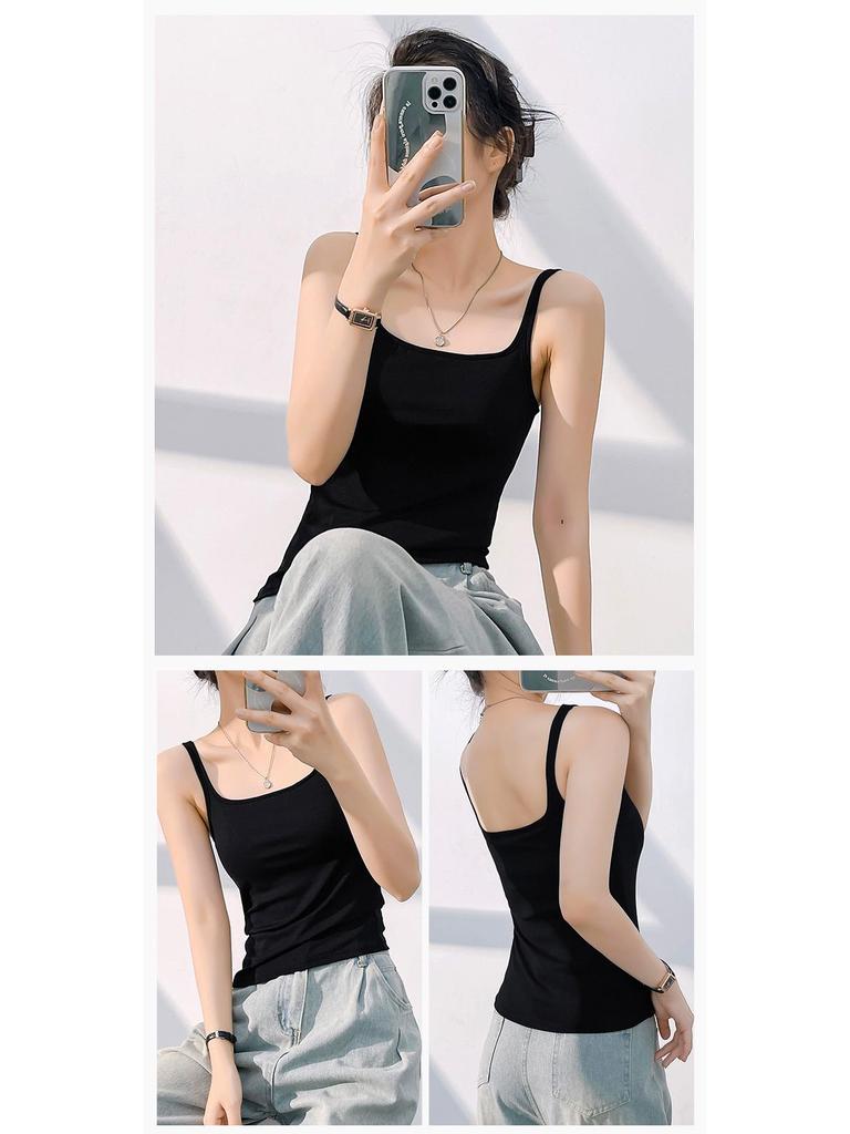 Women's Padded One-Piece Vest, No-Cup, Non-Removable, High-End Tube Top Suspenders for Inner or Outer Wear
