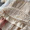 Summer Lace Patchwork A-line Skirt Women Knitting Lace Long Solid Hollow Out Sexy Hollow  Style Loose Basic