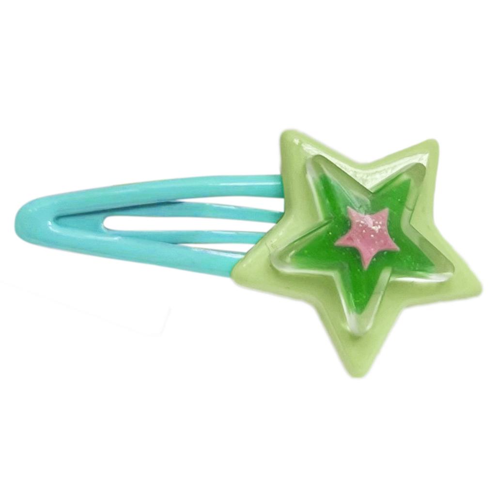 Girly Snap Clip Hairpin Y2K Girls Headdress Hair Accessories Delicate Star Color Block Mini Jelly Star Hairpin
