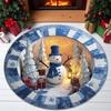 Thickened Cozy Mat Round Christmas Rug, 39" Imitation Cashmere Santa Snowflake Pattern, Holiday Party Floor Covering Area Rug for Home Living