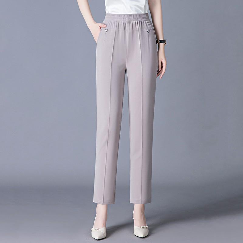 High Waist Elastic Summer Capri Pants for Middle-Aged & Elderly Women