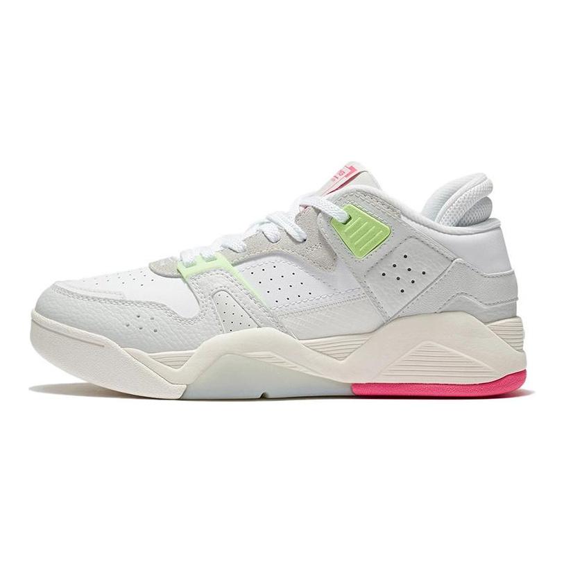 Li Ning Slip Resistant Abrasion Resistant Cushioning Low top Vintage Basketball Shoes Women's Gray Green Red AGBS032-3