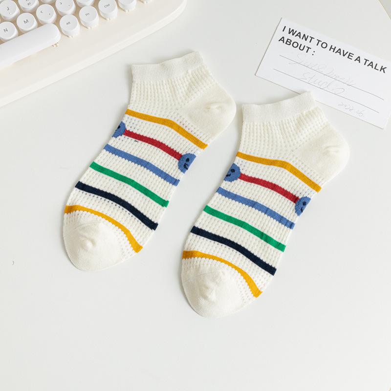 

Spring And Summer Mesh Boat Socks Female Cute Smiley Face Cartoon Japanese Student Women S Socks Summer Thin Shallow Mouth Socks One size fits all