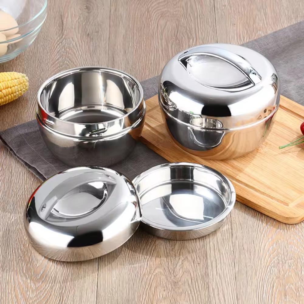 Stainless Steel Insulated Bowl Double Layer Food Storage Container Thermal Lunch Box  Picnic