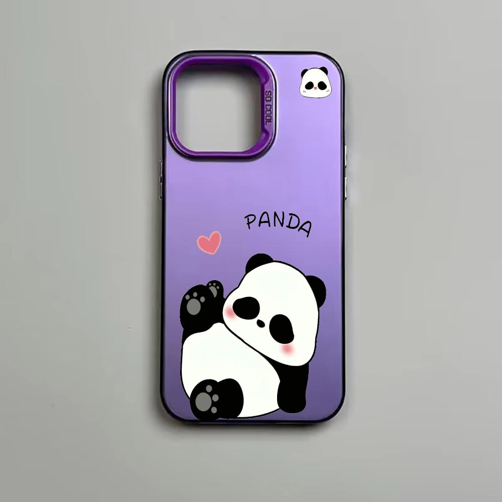 Cute Panda phone case suitable for iPhone 16, 15, 14, 13, 12, 11 Pro/Max/Plus shockproof back cover and anti drop