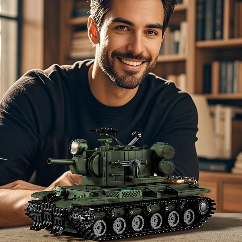 2235pcs KV-2 Heavy Tank Model Building Blocks Toy Military MOC Army German Rotatable Tanks DIY Bricks Toy for Children Boys