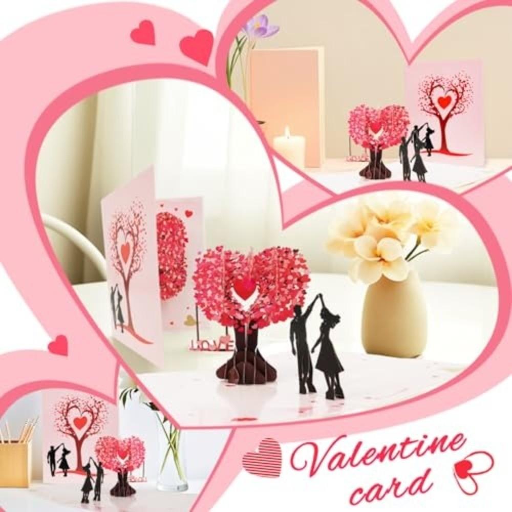 Romantic Theme Anniversary Card Heart Tree Design 3D Heart Tree Couple Card Pop-Up Mechanism Gift Cards Valentines Day