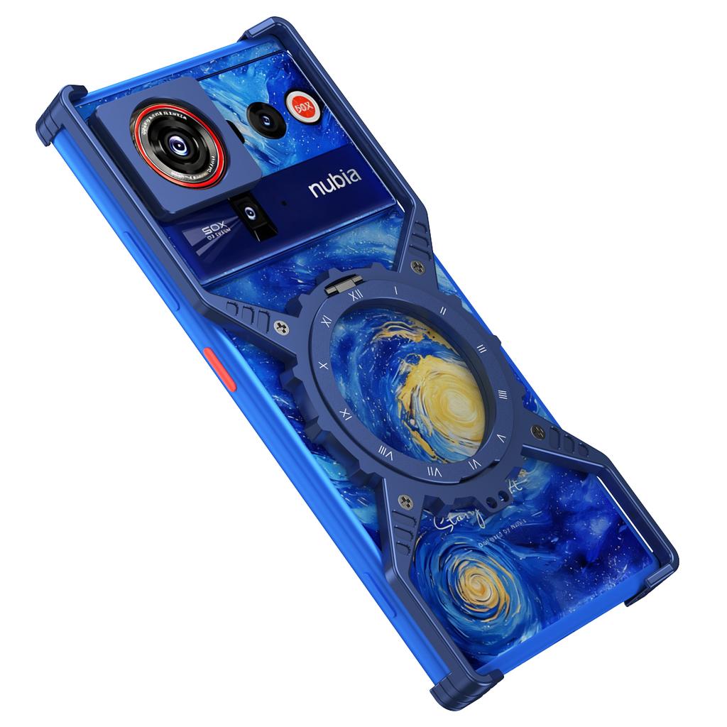 Για θήκη ZTE nubia Z80 Ultra 5G Φωτεινή Μαγνητική Βάση Στήριξης Κράμα Αλουμινίου + PC Προφυλακτήρας Κάλυμμα Τηλεφώνου Απαγωγή Θερμότητας